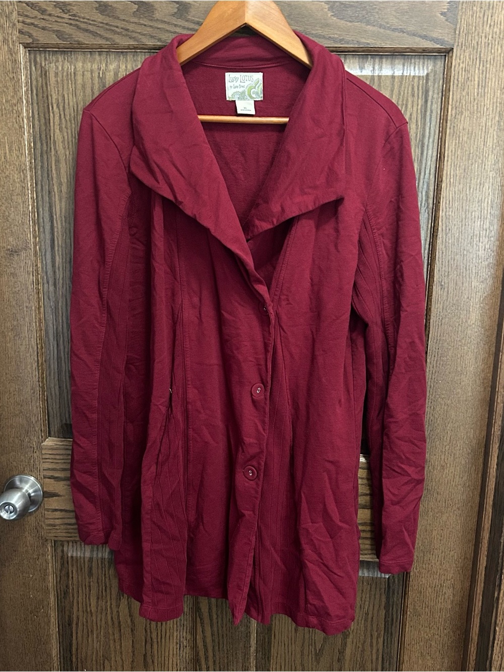 Lucky Brand Deep Red Button-Front Trench Coat